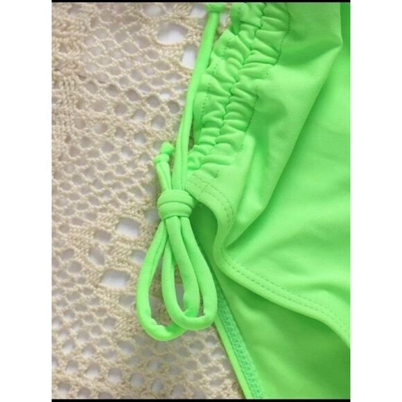 Florescent green drawstring bikini sz Medium - Picture 4 of 6